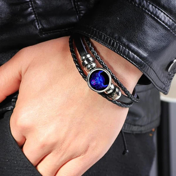 Genuine Zodiac Sign Leather Bracelet