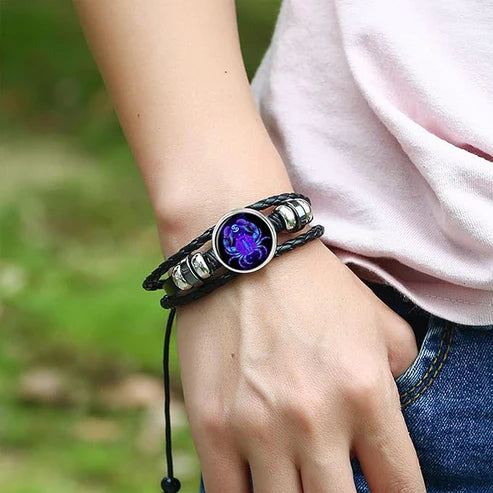 Genuine Zodiac Sign Leather Bracelet