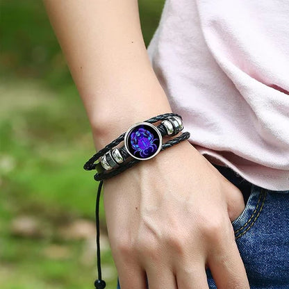 Genuine Zodiac Sign Leather Bracelet